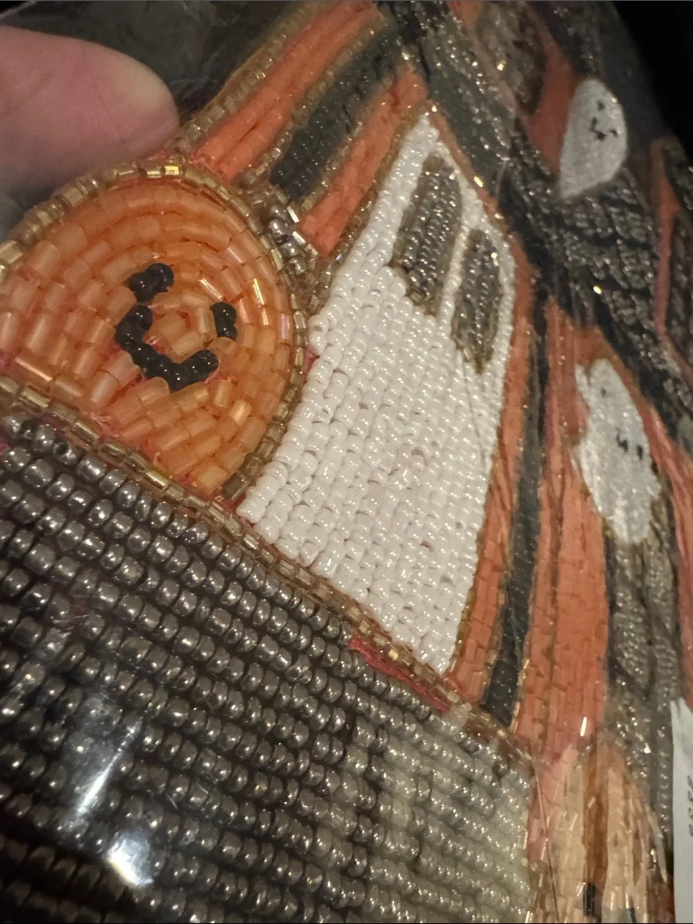 Haunted House Beaded placemat w silk bottom